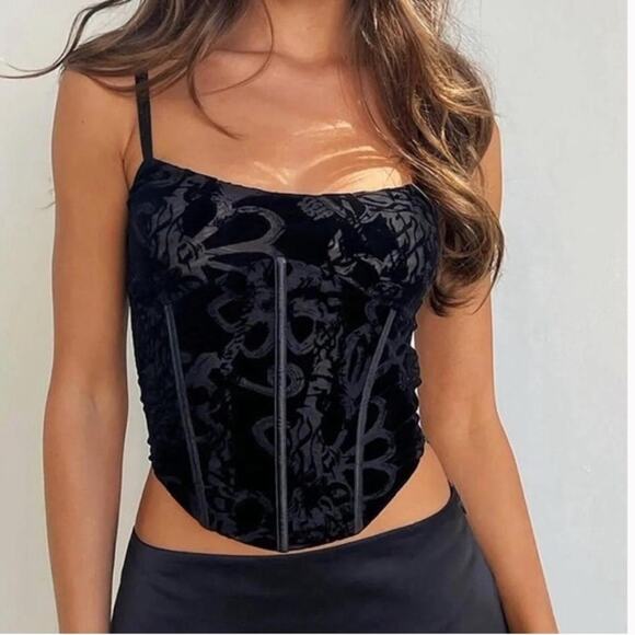 Tiger Mist Darya Corset in Black Burnout - Picture 1 of 6